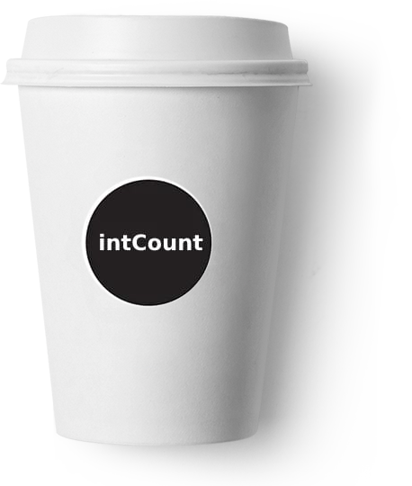 A cup of intCount Coffee on a table