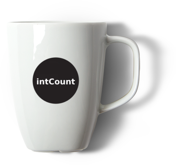 A cup of intCount Coffee on a table